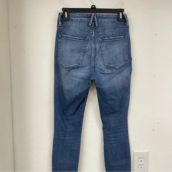 Good American Good Waist High Rise Skinny Jeans Womens 4 Raw Hem Blue Denim - Image 11