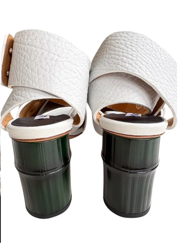 Like New Acne Studios Leather Pica Bamboo Heel Ankle Wrap Sandals White Size 5 - Image 7