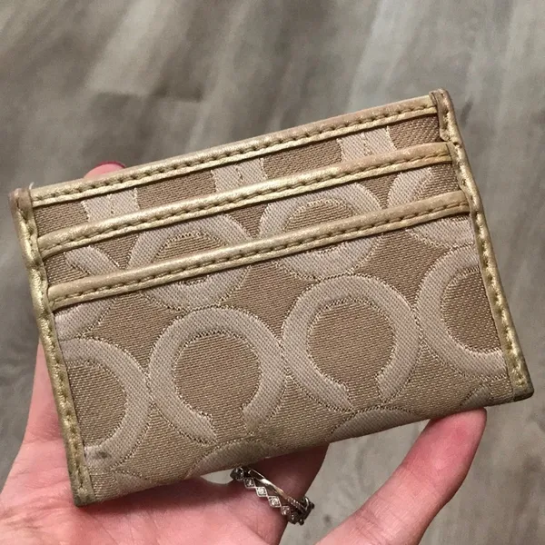 Coach Gold Logo Card Holder Wallet - Image 5