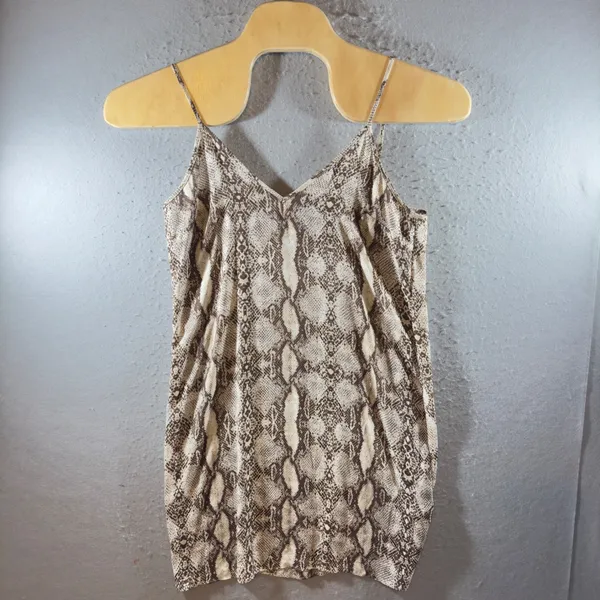 1397 |‎ White House Black Market Snake Print Cocktail Slip Dress Brown Womens M - Image 3