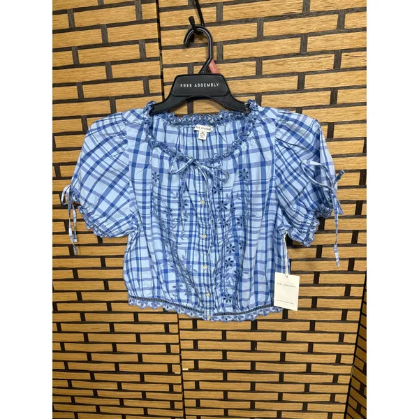 Free Assembly Blue Plaid Top Size‎ Medium - Image 2