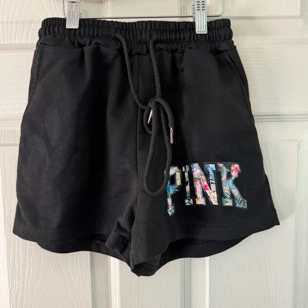 PINK - Victoria's Secret Floral Logo Lounge Shorts Elastic Waist Comfy Casual Black Size S‎ - Image 6