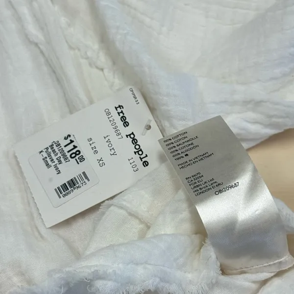 NWT Free People Beach Day Pullover In Ivory Oversized‎ Gauze Cotton White - Image 8