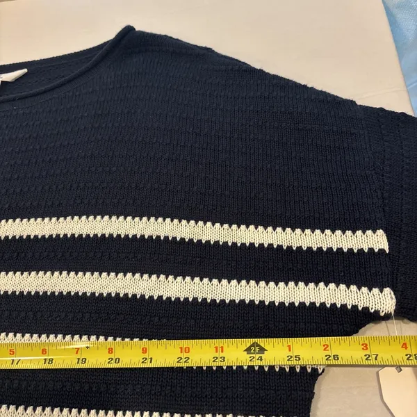 NWT Navy & White Stripe Lightweight‎ Sweater Women Size Medium Nautical Coastal - Image 8