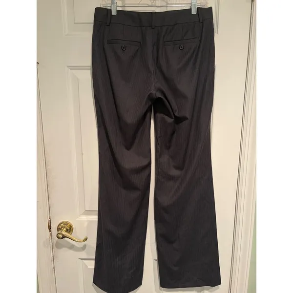J.Crew Womens 6T City Fit Pinstripe Wool Dress Pants Charcoal Grey Wide Leg Tall - Image 2