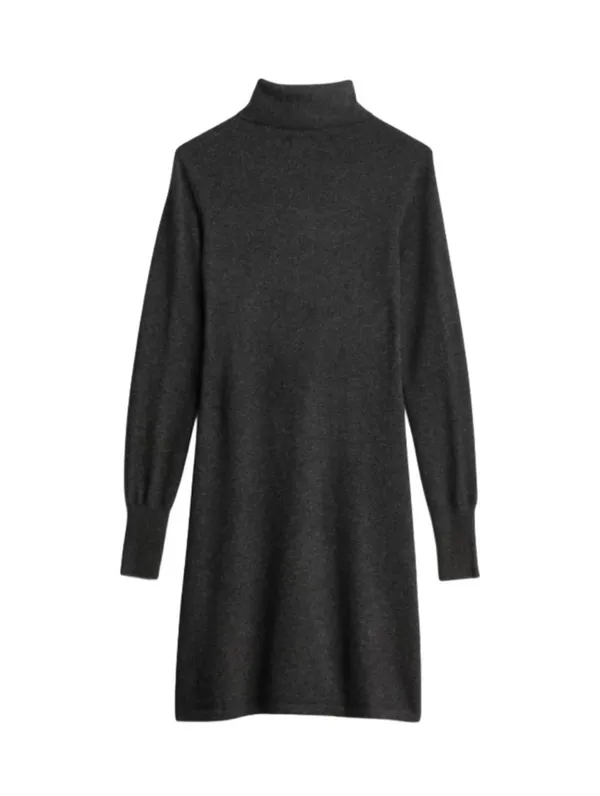 Lusso Cashmere Dark Grey Turtleneck Sweater Dress - Image 6
