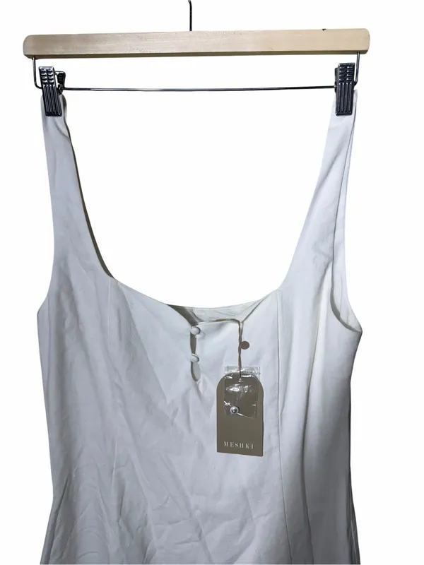 New Meshki Tandie Linen Flare Mini Dress White Size Large - Image 5