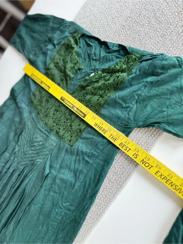 Vintage 90’s Forest Green Boho Long Sleeve Maxi Dress with Embroidered Yoke - Image 5