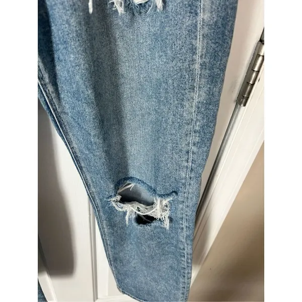 American eagle high waisted stretchy ripped jeans size 4 blue jeans wide leg - Image 3
