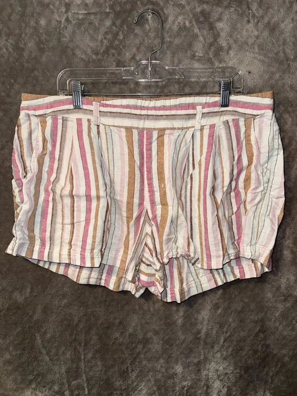 Maurices Linen Blend High-Rise Striped Elastic Waist Shorts - Image 3