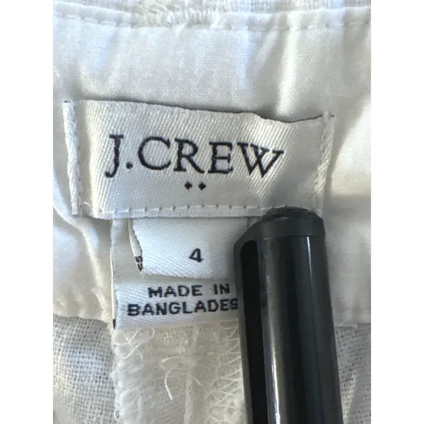 J.Crew White Scalloped Hem Linen Cotton Blend Shorts Women Sz. 4 Nautical Preppy - Image 10