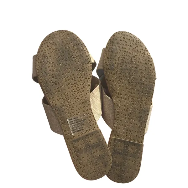 LC Lauren Conrad Azeret Natural Crisscross Slide Sandals Tan Neutral Womens 7 - Image 3