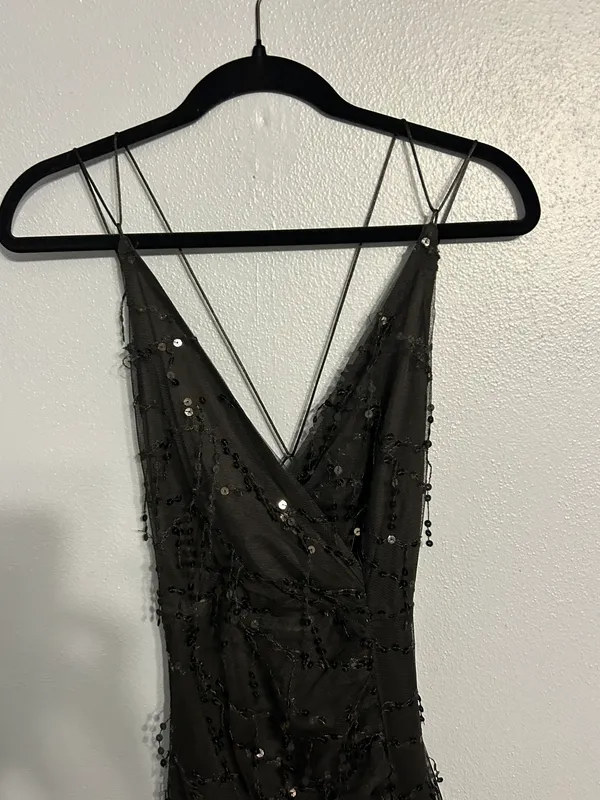 Showpo V Neck Black Sequin Dress - Image 4