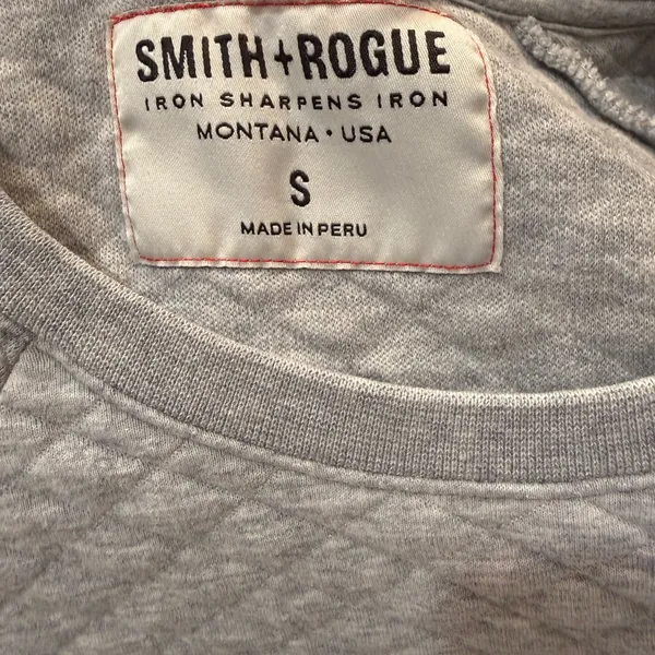 Smith & Rogue Quilted Crewneck Sweatshirt in Light Gray Size S - Image 3