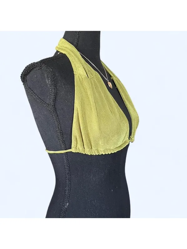 princess polly y2k fairycore grunge olive green halter top size xs 💚 - Image 3