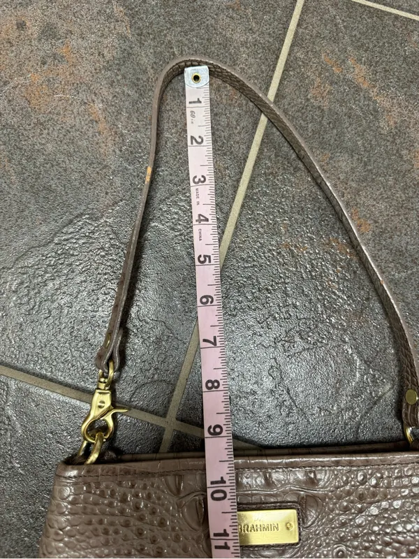 Brahmin Melbourne Brûlée Anytime Mini Shoulder Bag Wristlet/Clutch Handbag Tan - Image 13