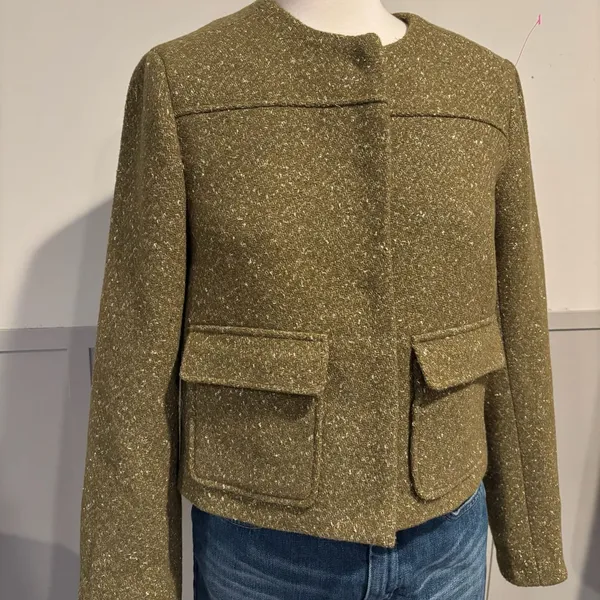 A New Day Green Gold Metallic Speckled Tweed Blazer Jacket - Image 11