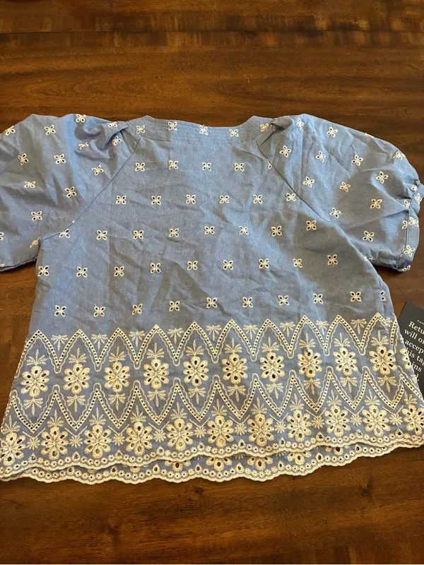 Tuckernuck Chambray Embroidered Fontalina Blouse Top Women’s Large Blue New NWT - Image 4