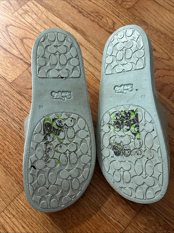 Coach Light Blue Signature Embossed Slide Sandals with Clear Jelly Strap size 10 - Image 5