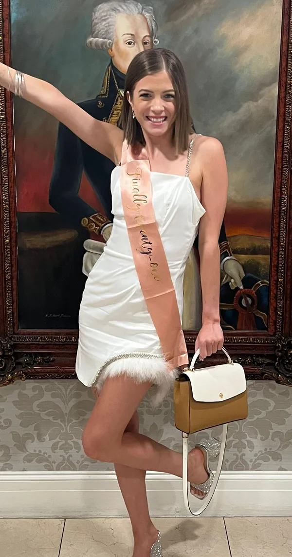 White Feather And Rhinestone Dress - Image 2