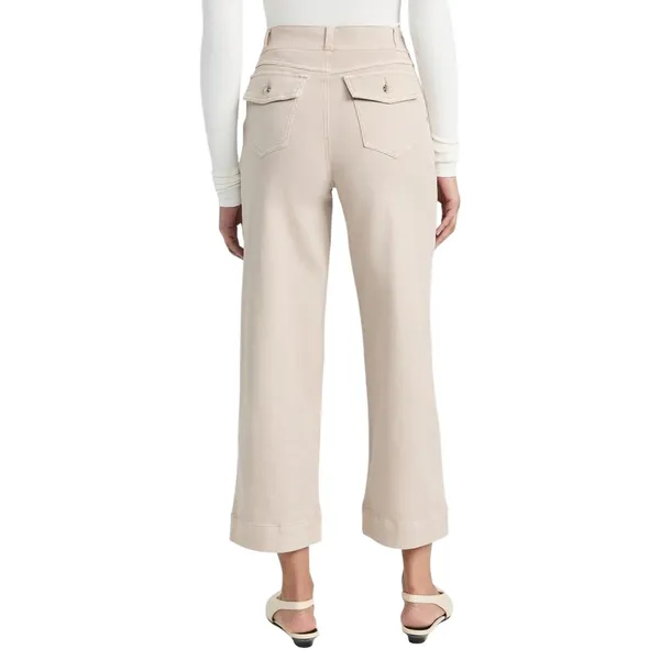 Spanx‎ Stretch Twill Wide Leg Crop Pants Soft Sage Beige 20312R Womens Large L - Image 2