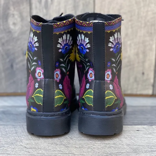 Yes We Vibe Flower Unisex Chelsea Combat Boots Sz 11.5 - Image 4