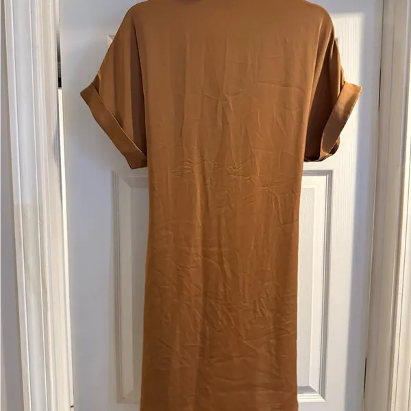 Elegant Satin Brown Dress - Image 3
