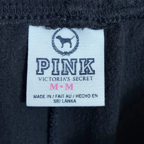 Pink Victoria's Secret Black Love Pink Graphic Cropped Jogger Sweatpants Medium - Image 6