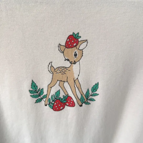 PS/LA Los Angeles California Crop‎ Top Cute Deer Strawberry Graphic Size Medium - Image 4