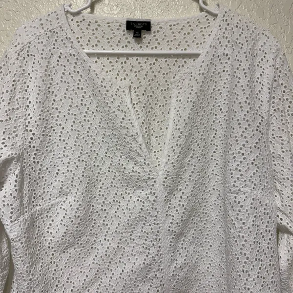 TALBOTS Woman White Eyelet Blouse - Image 2