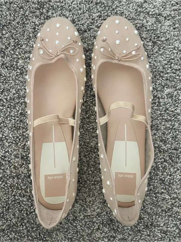 Women’s Dolce Vita Cadel Pearl Mesh Ballet Flats Beige Size 11 - Image 3