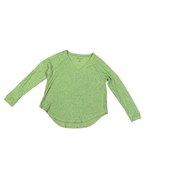 American Eagle Soft & Sexy Plush‎ Green V-Neck Long Sleeve Top Comfy Casual - Image 2