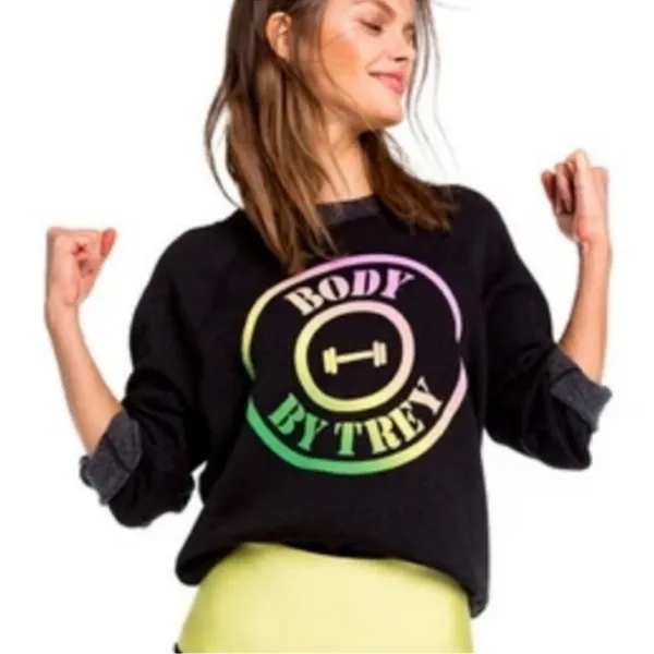 Wildfox Body By Trey Graphic Fleece Sweatshirt XS Charcoal Gray - Image 14
