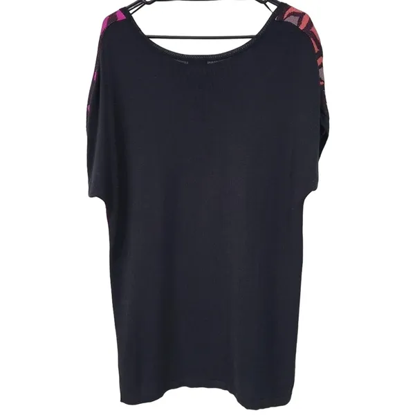 Worthington Womens Top Size L Pink Black Geometric Knit Short Sleeve‎ - Image 2