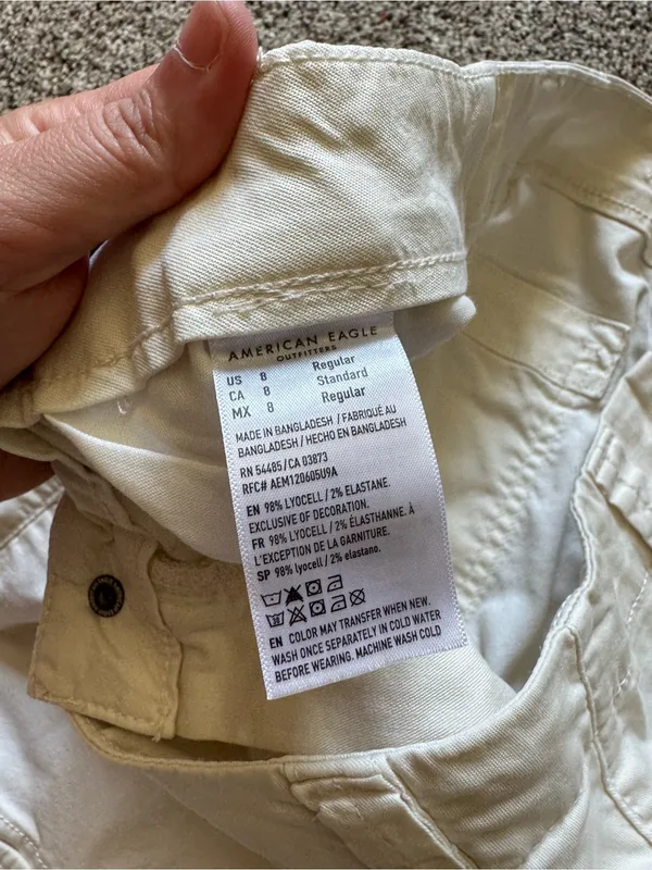 American Eagle lightweight Wide Leg Cargo Pants in White - Image 5