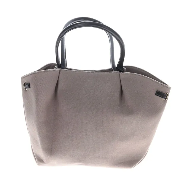 Anthropologie Gray Taupe Tote Bag Black Trim Gold Hardware Shoulder Bag - Image 3