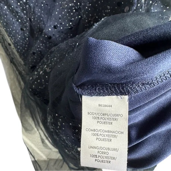 JS Collections‎ Alyssa Sequin Godet Cocktail Dress Navy 6 - Image 10
