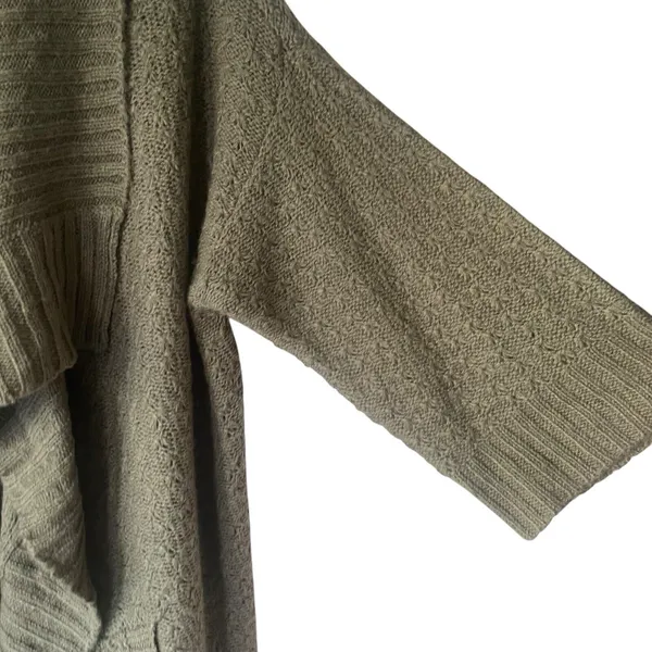Design History Large Green Chunky Cable Knit Open Front‎ Duster Cardigan Sweater - Image 4