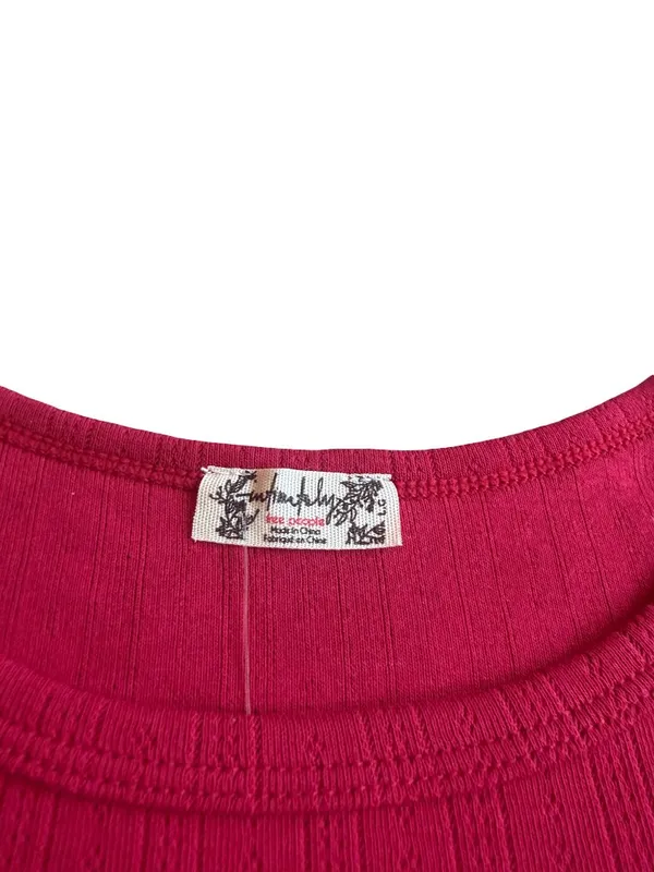 Intimately Free People Red T-Shirt Short Sleeve Blouse Stretchy Size Large NWT - Image 8