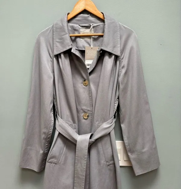 EVERLANE The Gathered Drape Trench Coat in Grey Small - Image 5