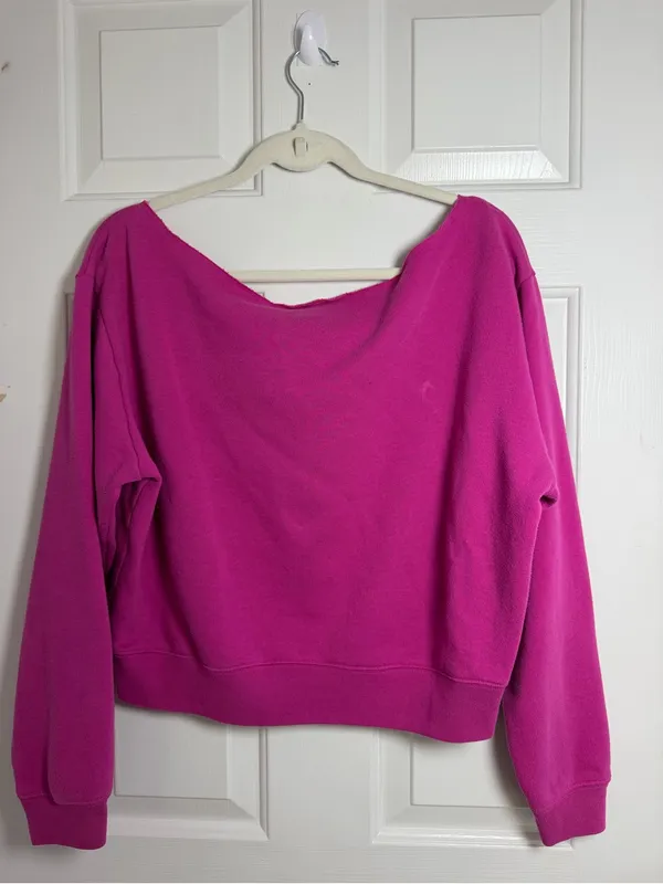 PINK - Victoria's Secret Everyday Lounge Crop Crew Sweater Jacket Top Fuchsia L - Image 4
