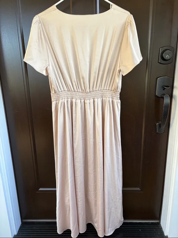 NWT Baltic Born Poppy Satin Midi Dress Champagne Size Large - Image 8