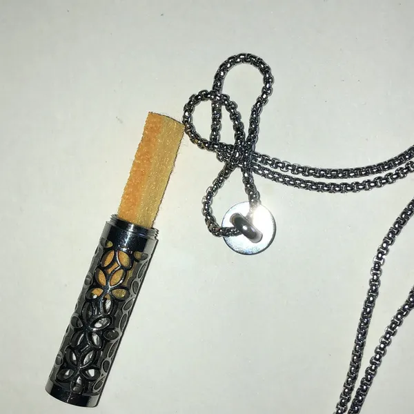 Silver Tone Cylinder Diffuser Pendant Necklace - Image 5