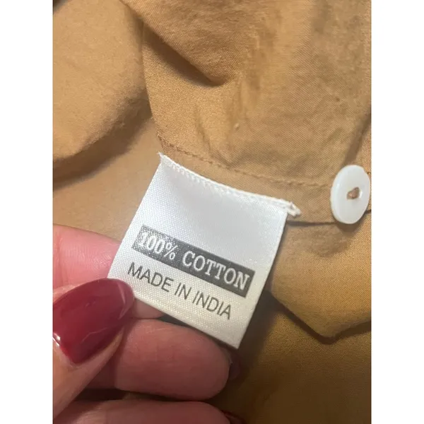 Olivia James The Label Margot Cropped Shirt Womens S Brown w/Balloon 3/4 Sleeves - Image 6