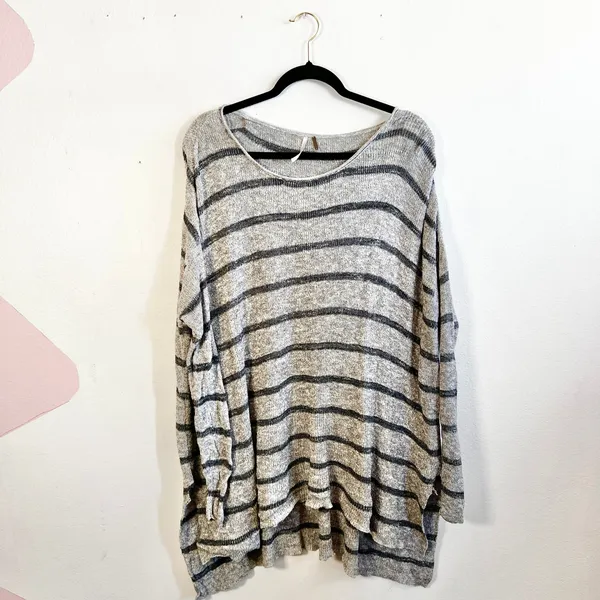 Free People Oversized Sweater Striped Slouchy Boho Festival‎ Casual Indie - Image 2