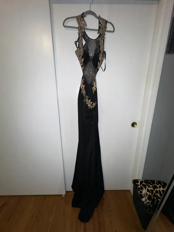 Black/ Gold Sequence Dress - Image 2