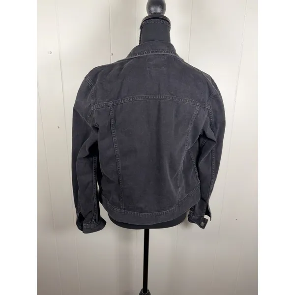 Women's Small American Eagle Black/Grey Denim‎ Jacket 100% Cotton - Image 2