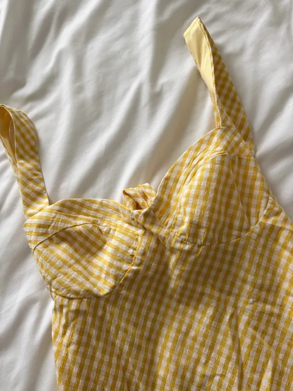 Princess Polly Yellow Gingham Dress  - Image 3
