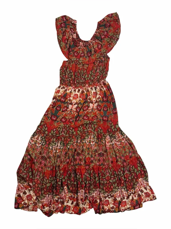 Light & Sound Boho Floral Off Shoulder Maxi Dress Cottagecore Prairie S Western - Image 8