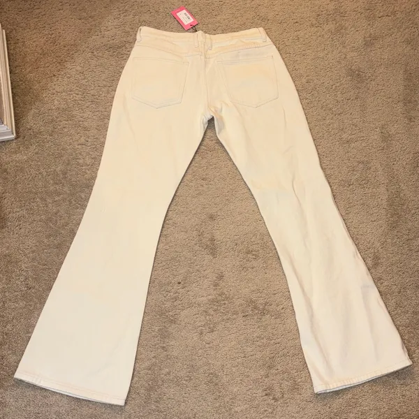Edikted Low Rise Flare Cream Jeans - Image 3